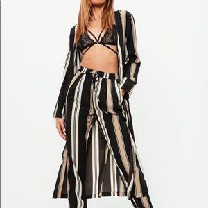 Missguided Black Stripe Duster Jacket